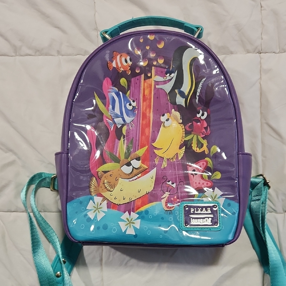 Loungefly Pixar Fish Backpack - Purple and Teal